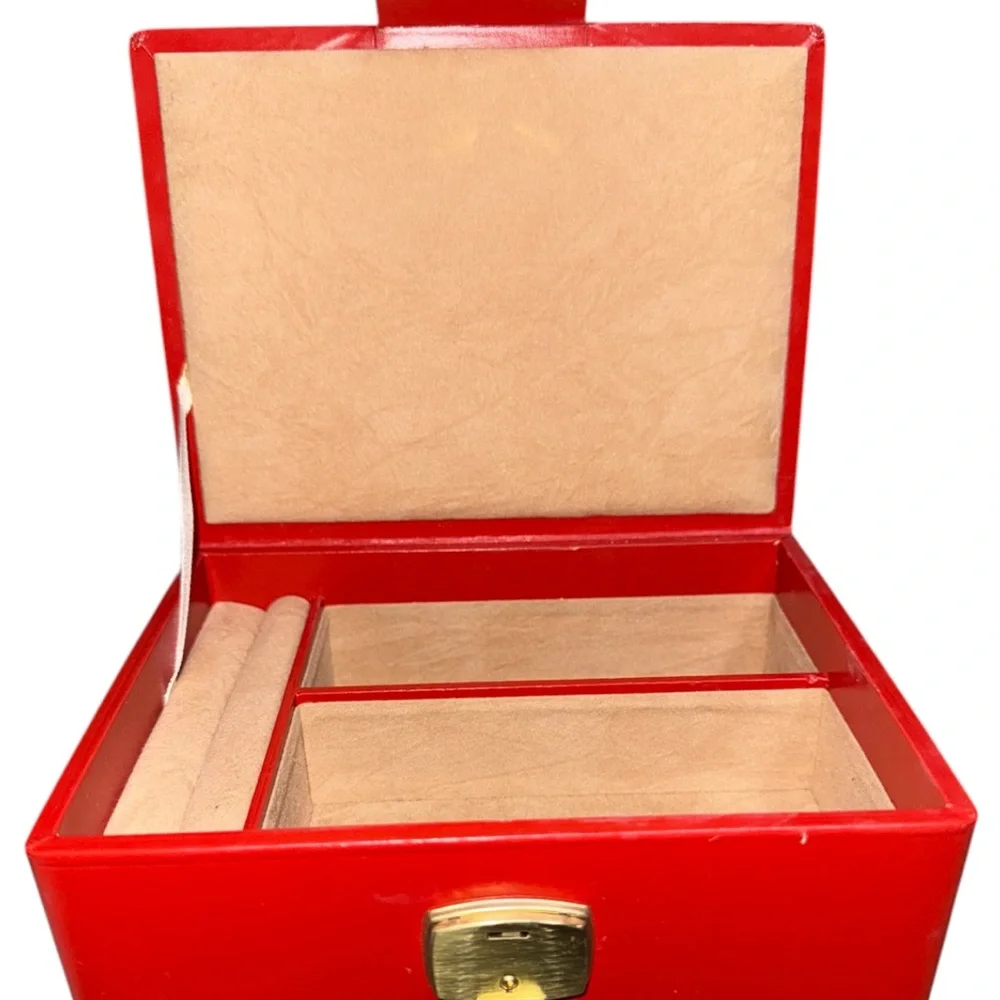 Red BUDD LEATHER Jewelry Box with Gold Clasp VINTAGE‎ 90’s